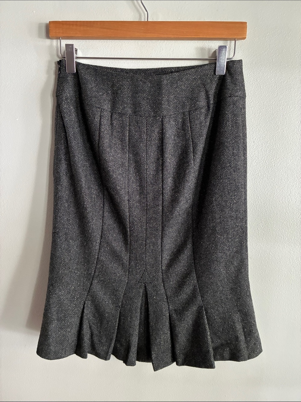 United Colors of Benetton Wool Silk Herringbone Pleated Skirt Size 38